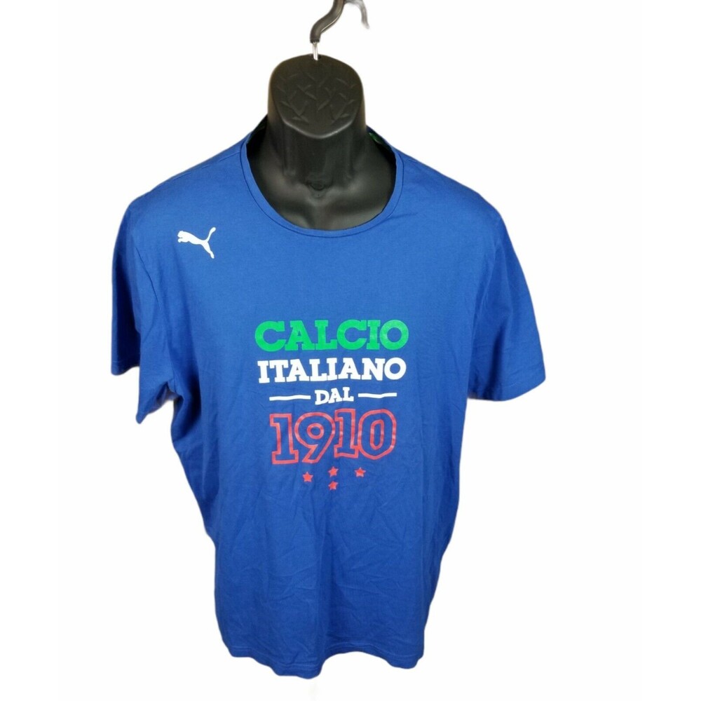 Puma T-Shirt Men's Blue Italia Futbol Soccer Short Sleeve Crew Neck Tee XL